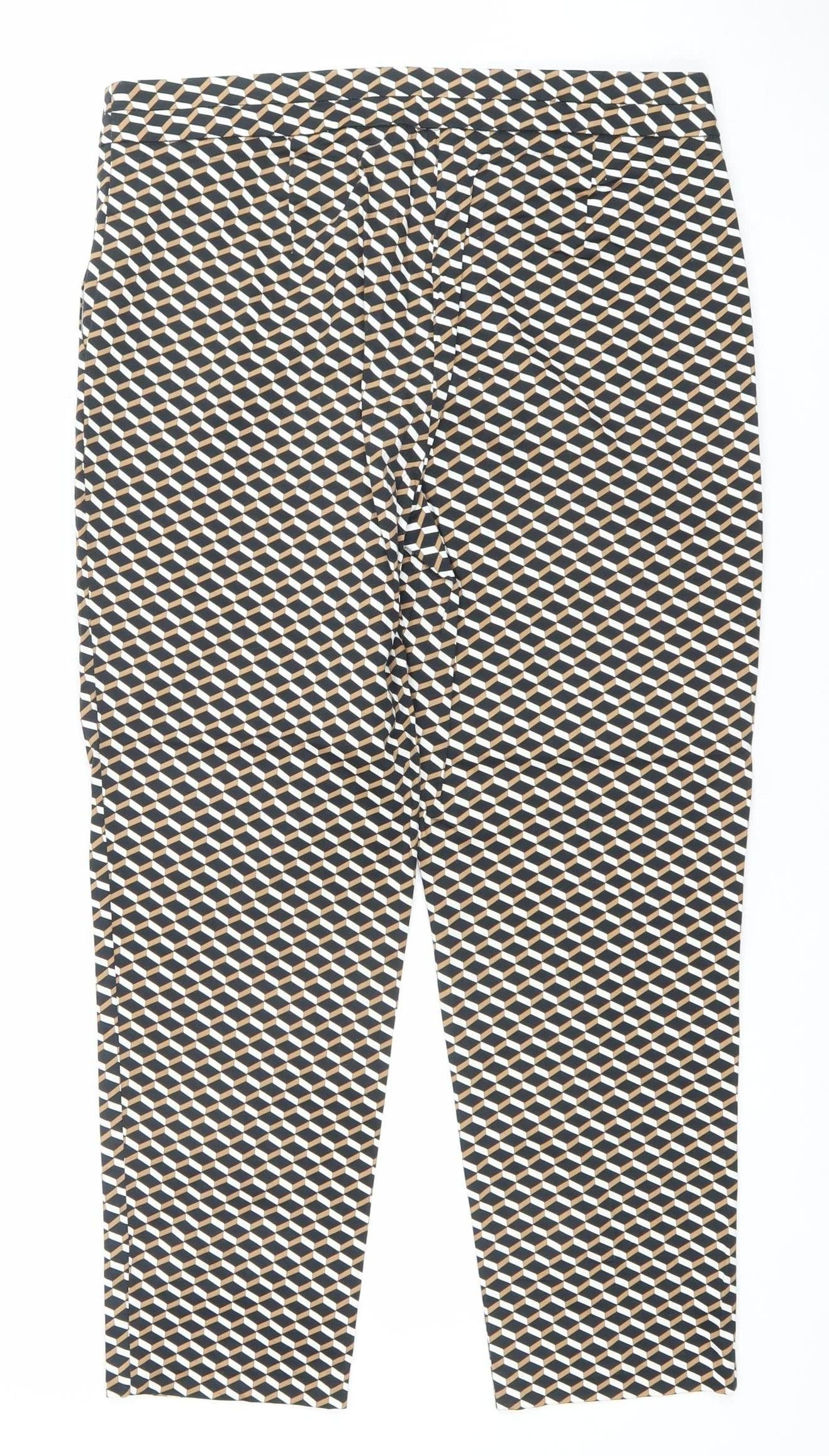 Marks and Spencer Womens Geometric Slim Trousers Size 12 Short Multicoloured