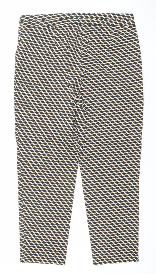 Marks and Spencer Womens Geometric Slim Trousers Size 12 Short Multicoloured