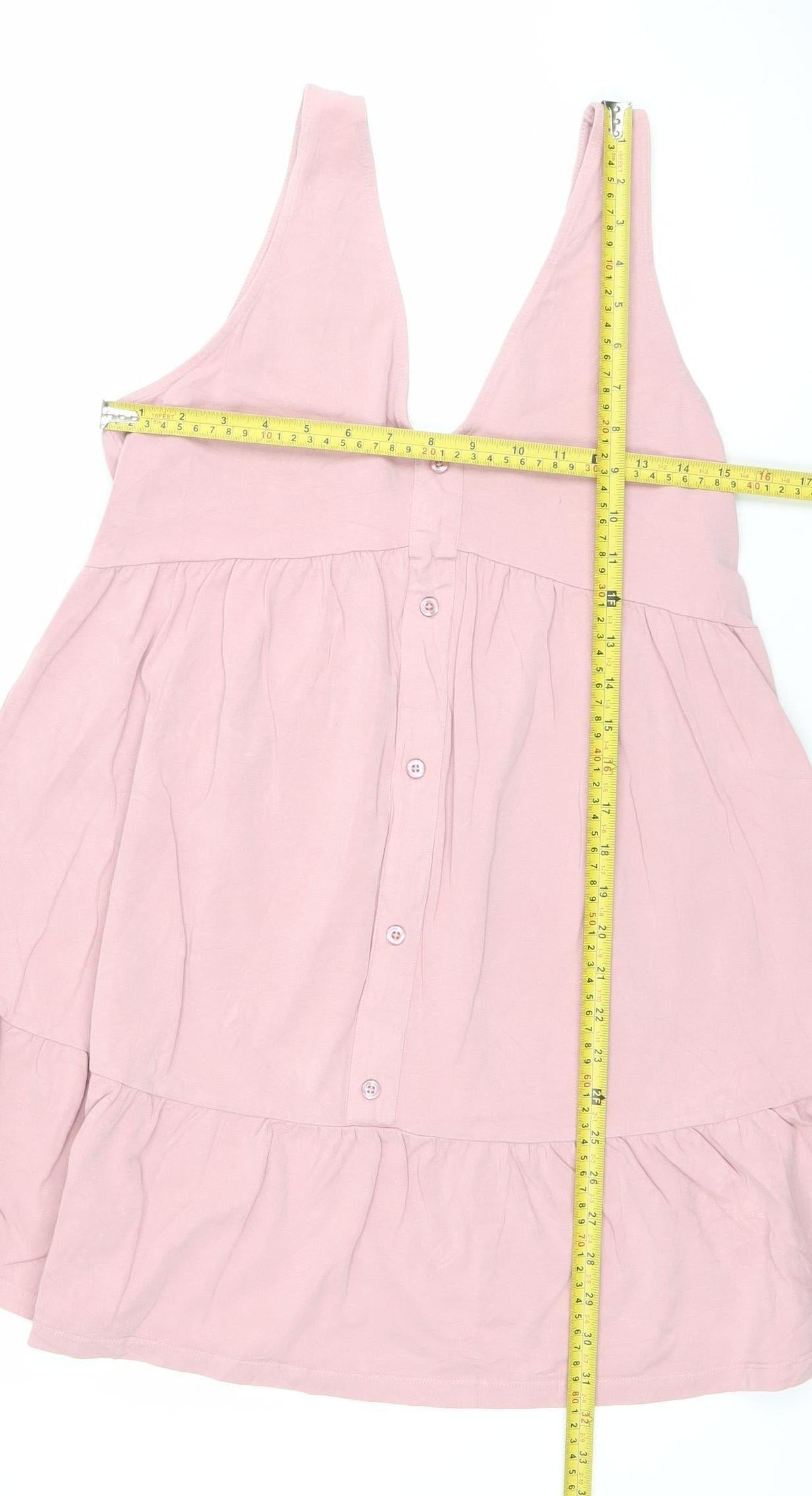 ASOS Women’s Pink Sleeveless Skater Dress Size 14 Cotton Stretch