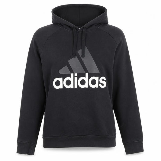 Adidas Womens Black Pullover Hoodie Size L Cotton Blend Logo Sweatshirt