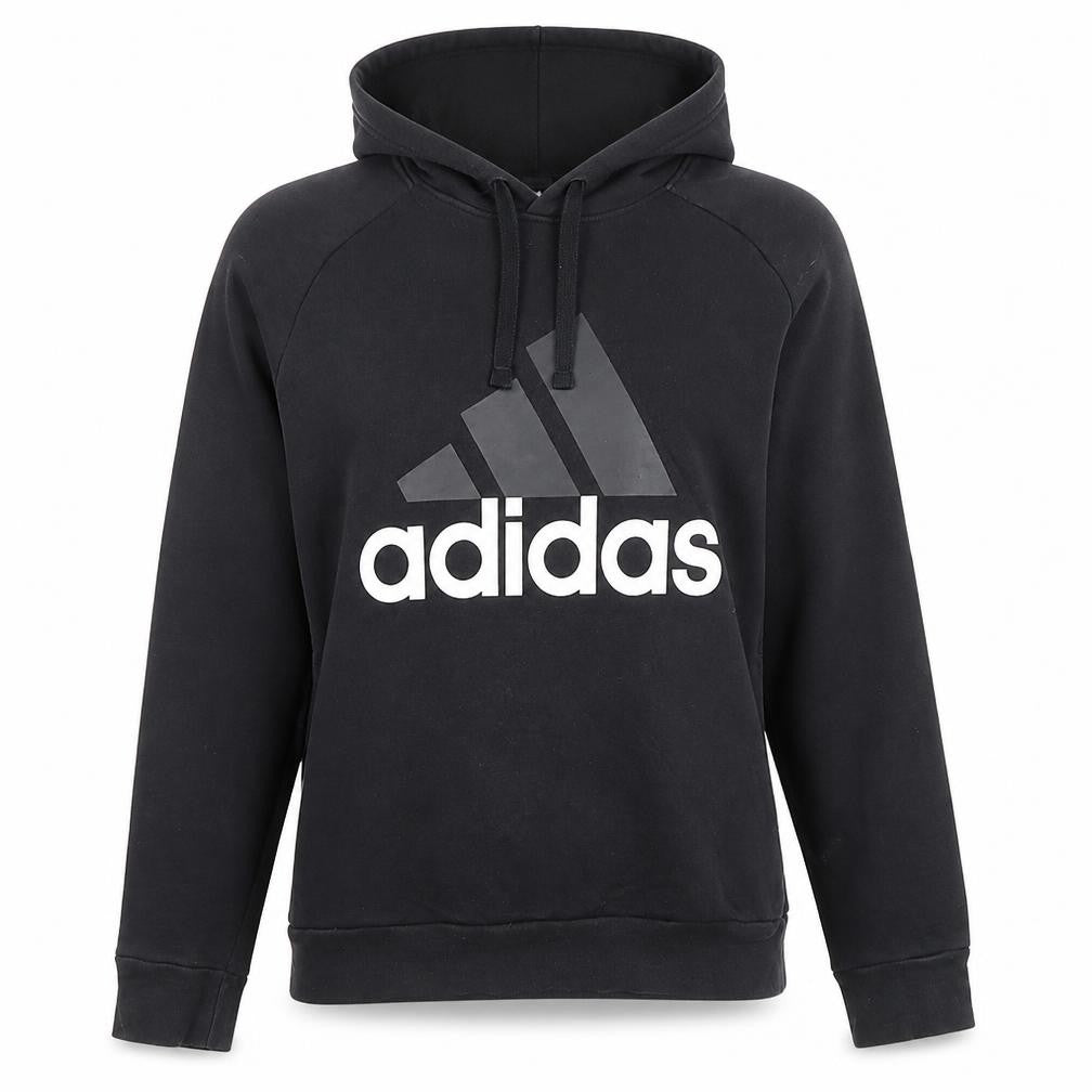 Adidas Womens Black Pullover Hoodie Size L Cotton Blend Logo Sweatshirt