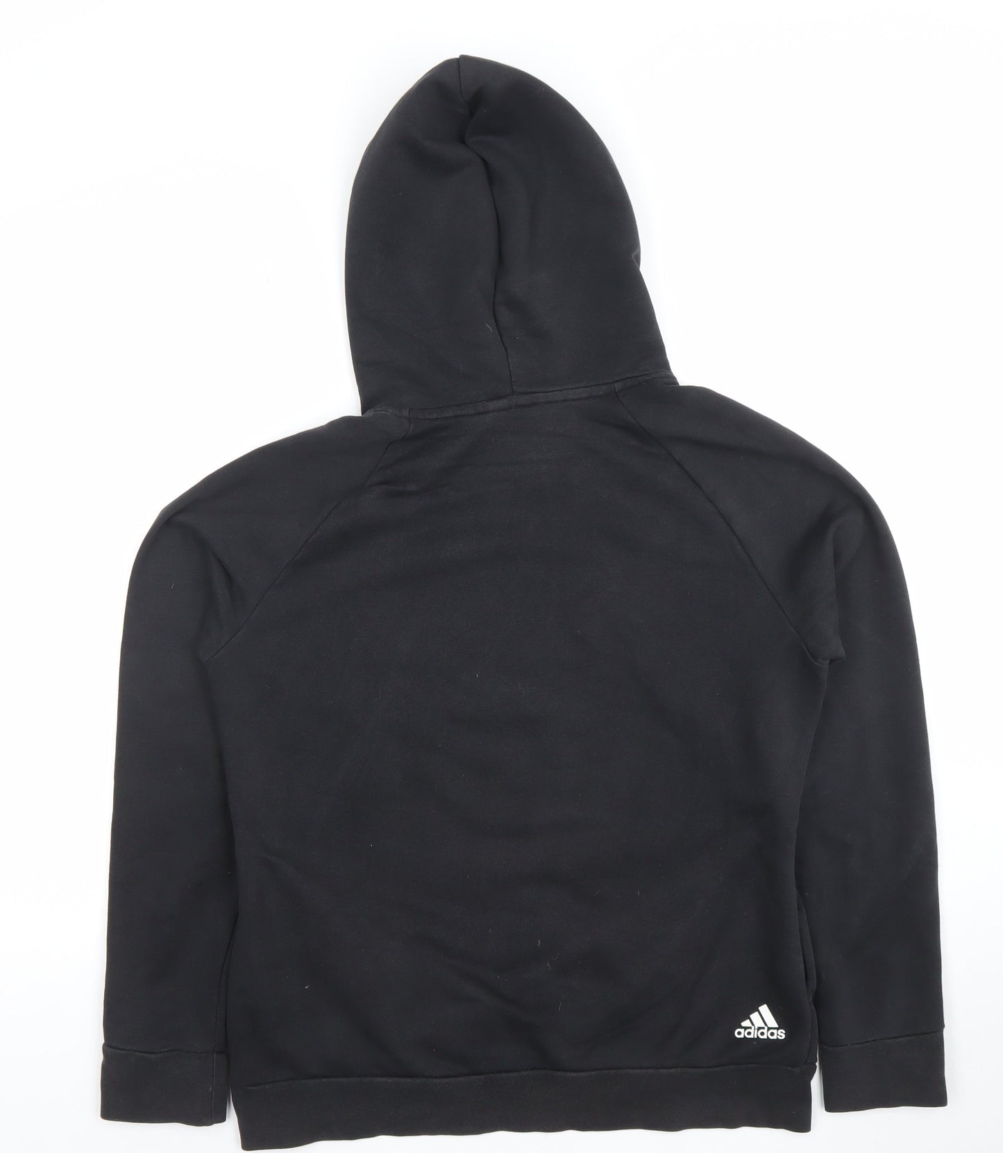 Adidas Womens Black Pullover Hoodie Size L Cotton Blend Logo Sweatshirt