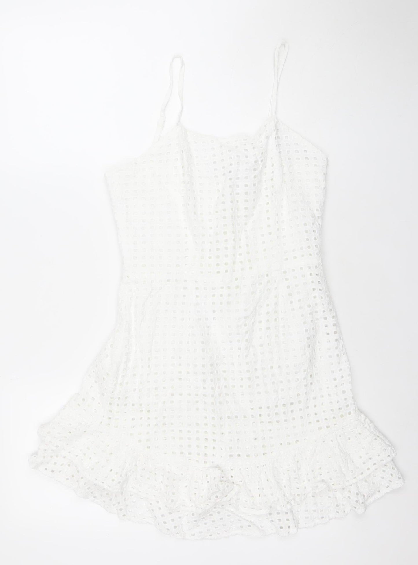 Uniqlo Women’s White Cotton Eyelet Slip Dress Size 12 Summer Casual