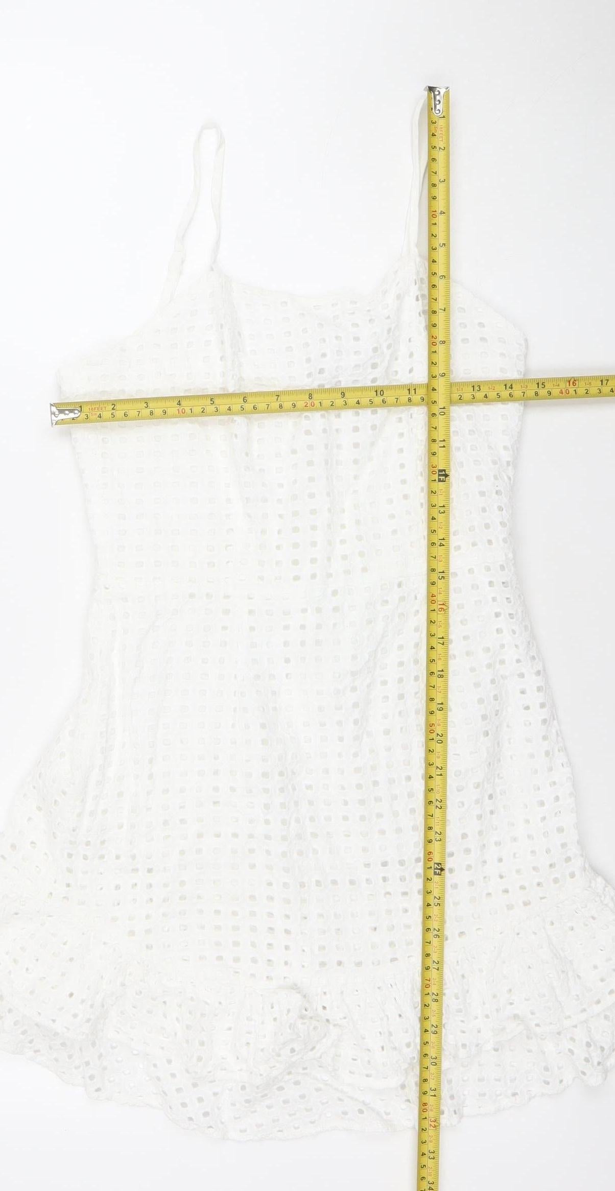 Uniqlo Women’s White Cotton Eyelet Slip Dress Size 12 Summer Casual