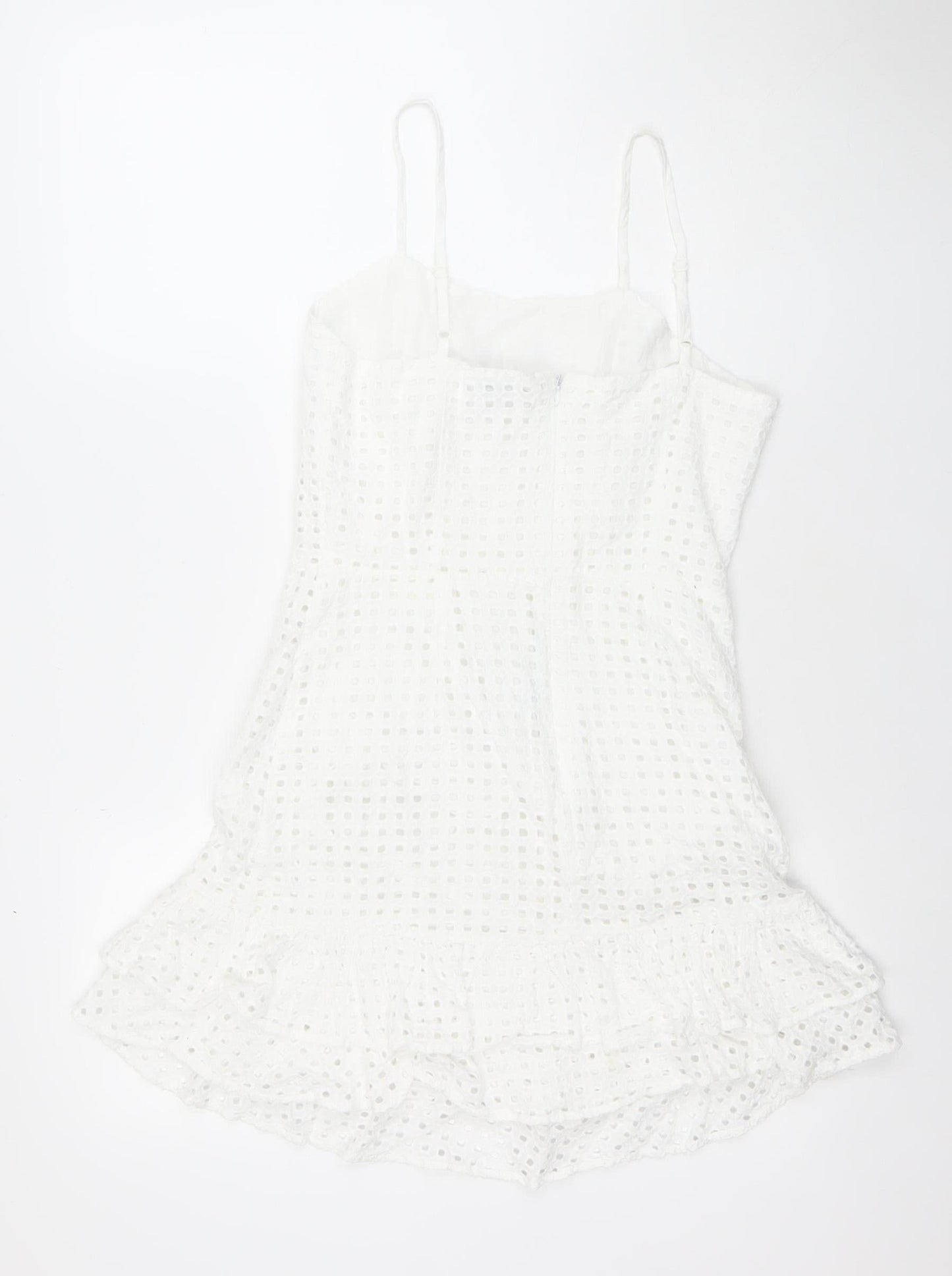 Uniqlo Women’s White Cotton Eyelet Slip Dress Size 12 Summer Casual