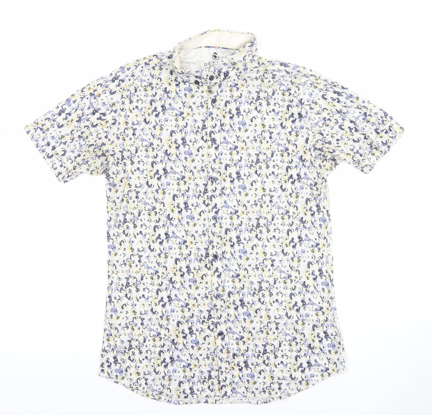 Desoto Men's Multicoloured Floral Short Sleeve Cotton Button-Up Shirt M
