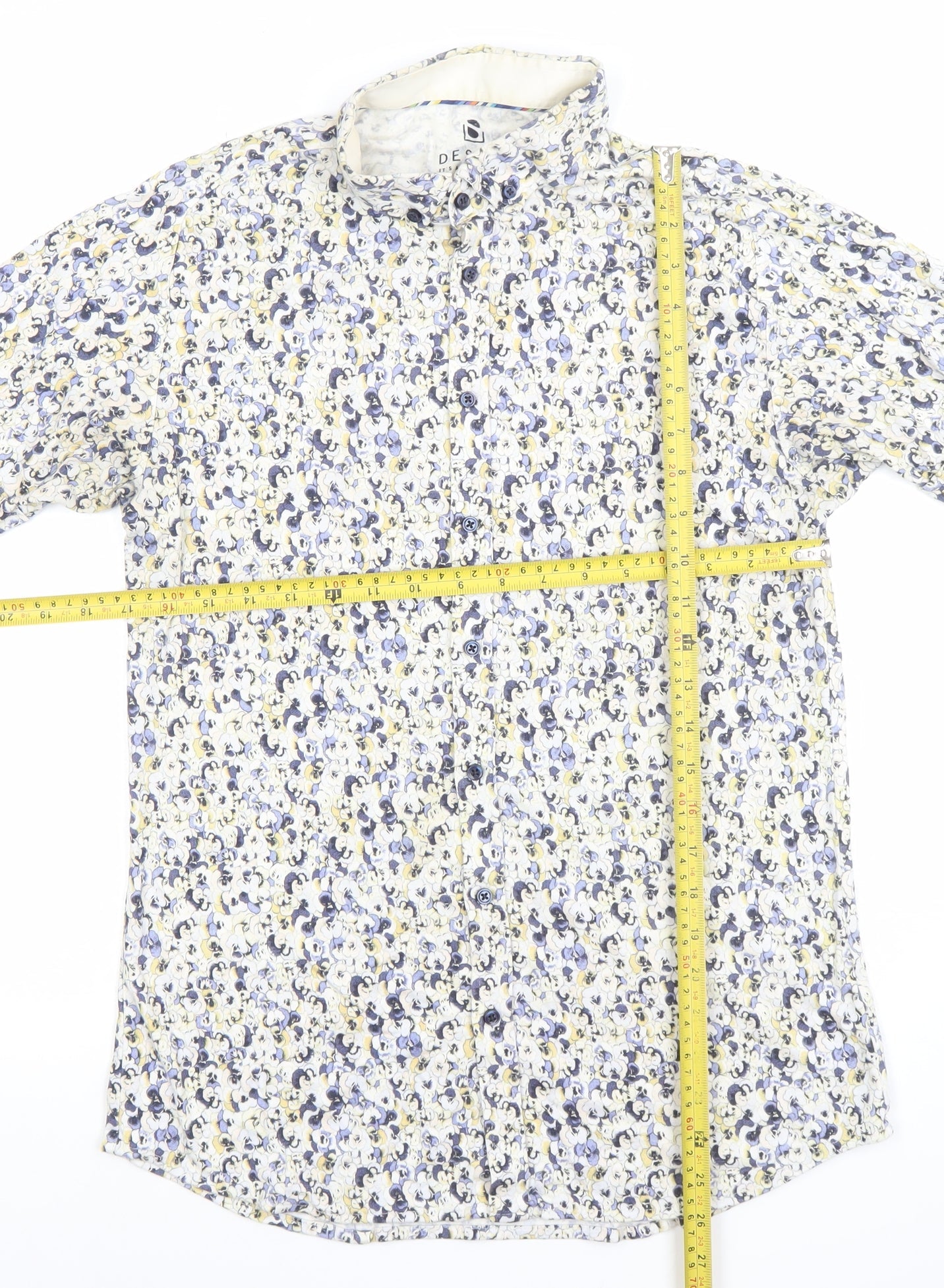 Desoto Men's Multicoloured Floral Short Sleeve Cotton Button-Up Shirt M