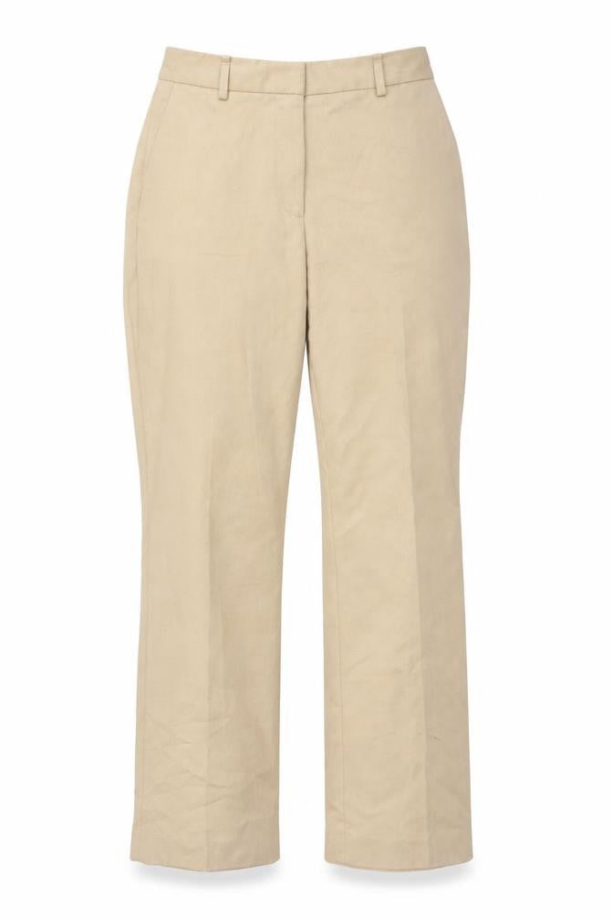 Zara Women Beige Chino Trousers S Mid Rise Regular Fit Cotton Blend