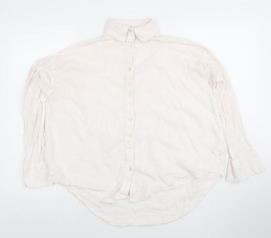 PULL&BEAR Women’s Ivory Cotton Button-Up Shirt Size S
