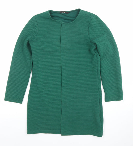 ONLY Womens Green XS Long Sleeve Open Knit Cardigan