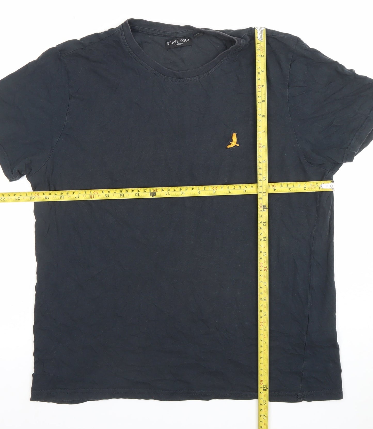 Brave Soul Men’s Black Cotton Crew Neck Short Sleeve T-Shirt Size L