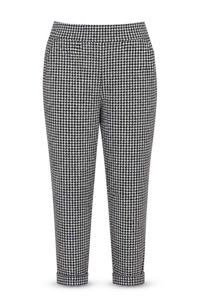 United Colors of Benetton Womens Black Houndstooth Slim Trousers S