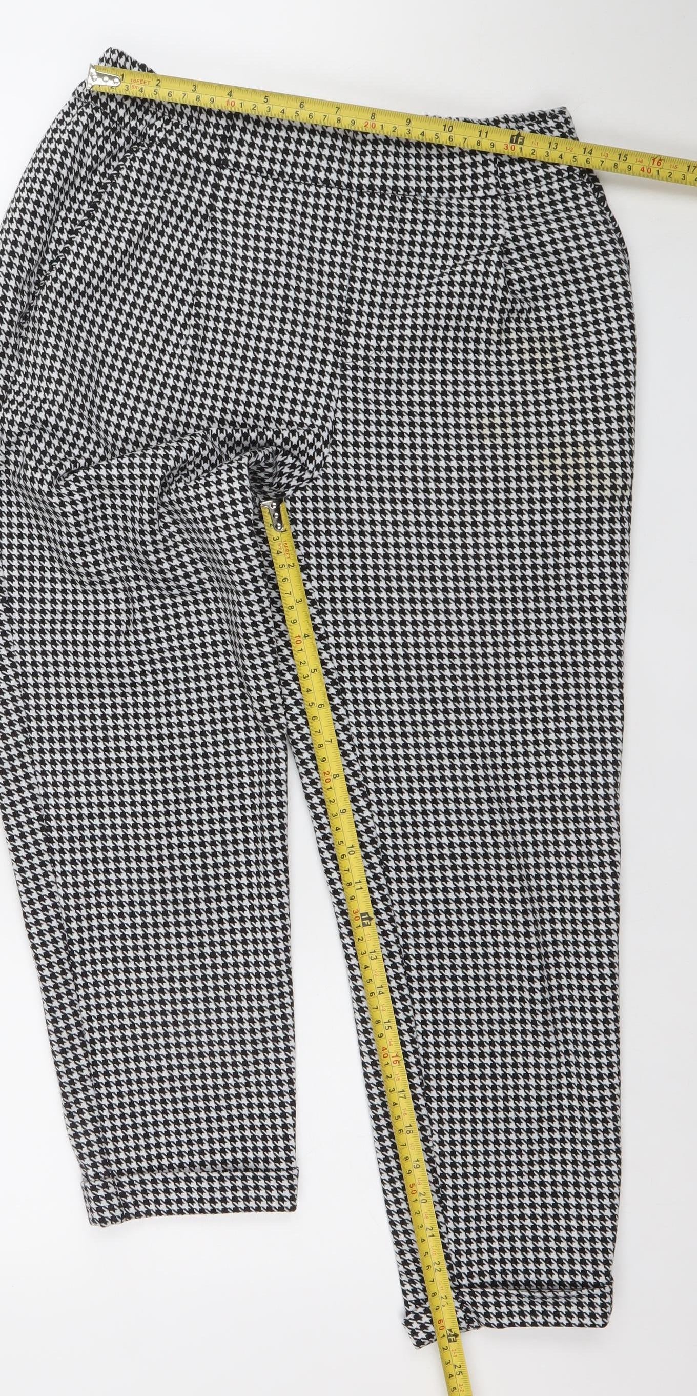 United Colors of Benetton Womens Black Houndstooth Slim Trousers S