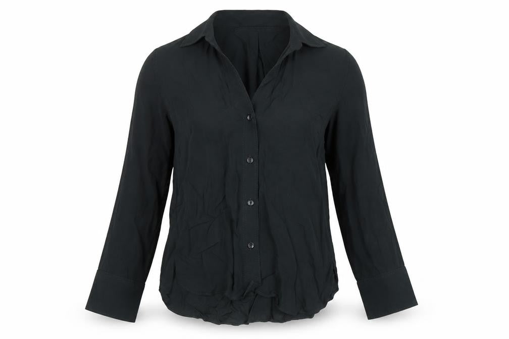 Zara Women's Black Chiffon Long Sleeve Button-Up Shirt Size M