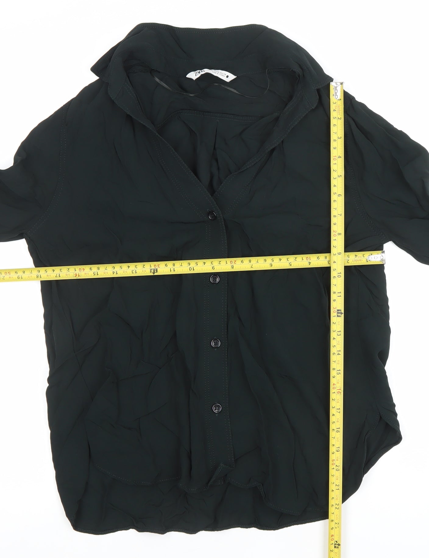 Zara Women's Black Chiffon Long Sleeve Button-Up Shirt Size M