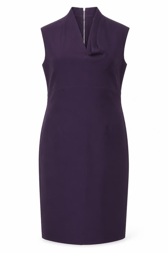Gallery Women’s Purple Sheath Dress Size 16 V-Neck Sleeveless Zip