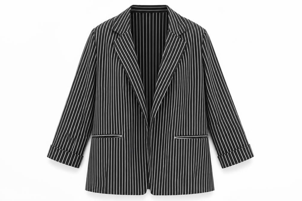 New Look Women's Black Pinstripe Blazer Jacket UK 10