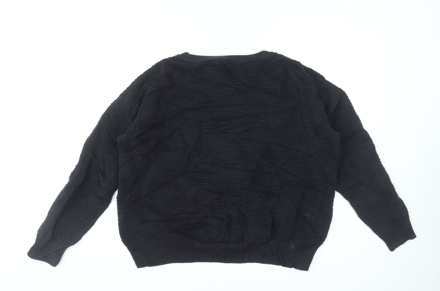 French Connection Women's Black Textured Cotton Pullover Sweatshirt Size S