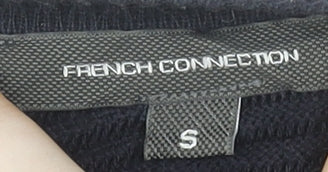 French Connection Women's Black Textured Cotton Pullover Sweatshirt Size S