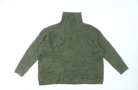 French Connection Women’s Khaki High Neck Wool Blend Jumper Size M