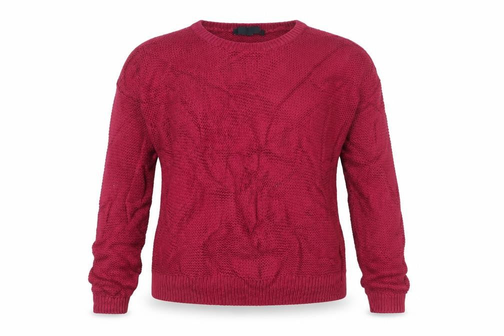 French Connection Women’s Red Cotton Chunky Knit V-Neck Jumper XS