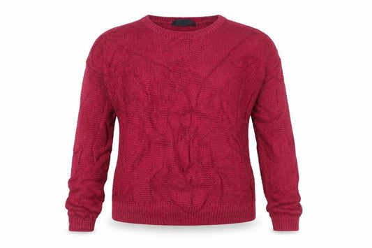 French Connection Women’s Red Cotton Chunky Knit V-Neck Jumper XS
