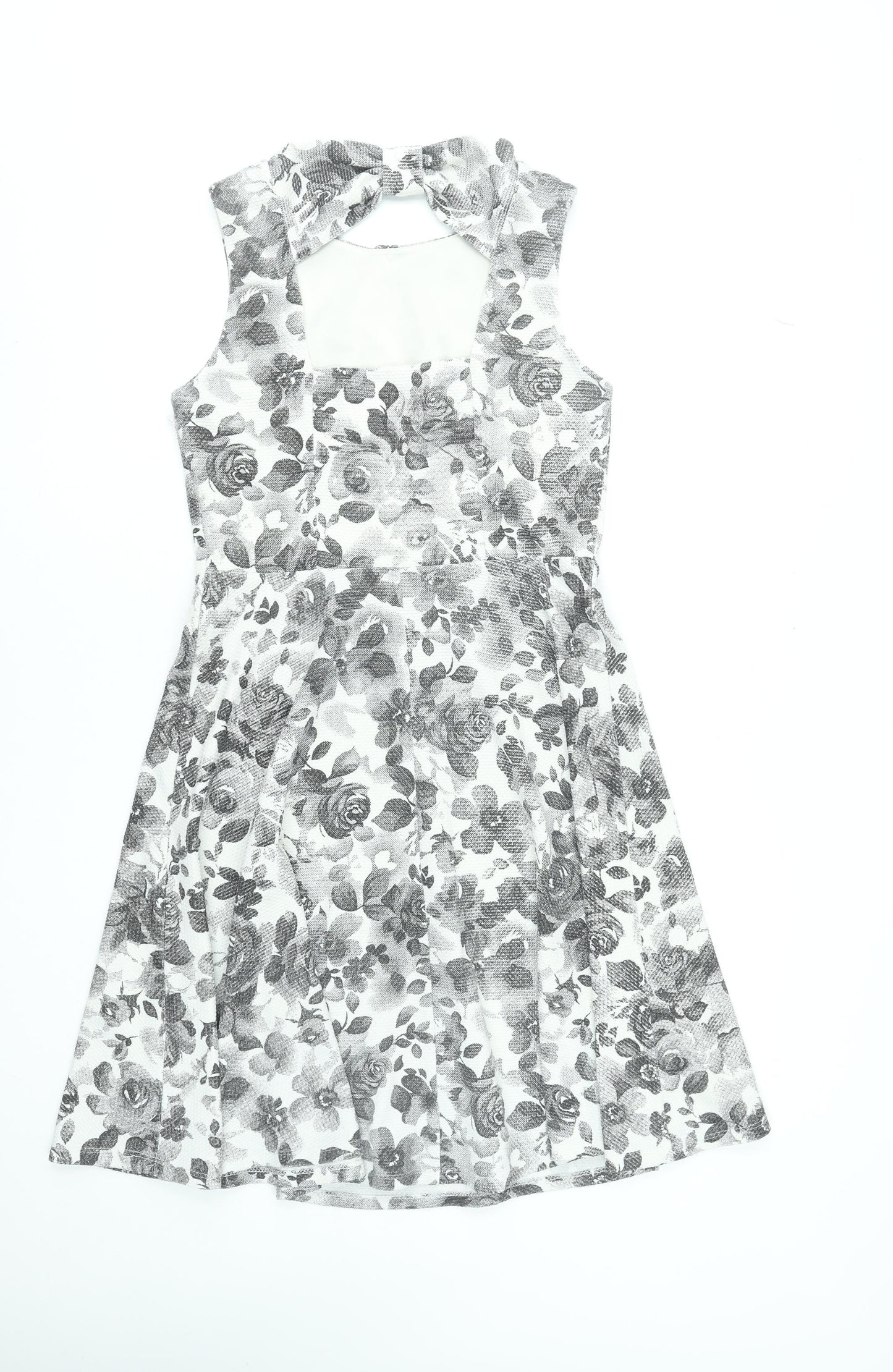 M&Co Women’s Ivory Floral Fit & Flare Sleeveless Dress Size 12