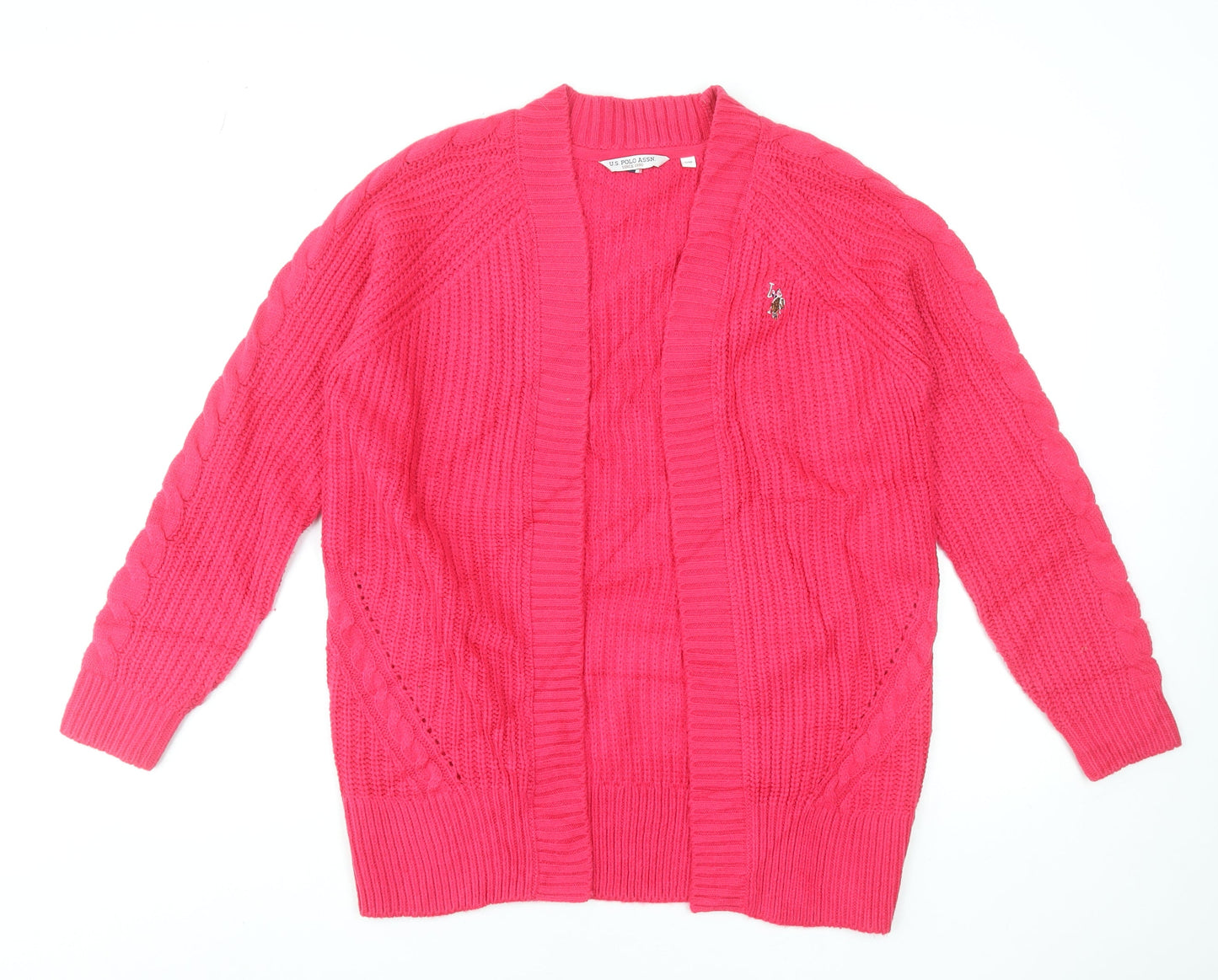 U.S. Polo Assn. Women's Pink Cable-Knit Cardigan Size 10