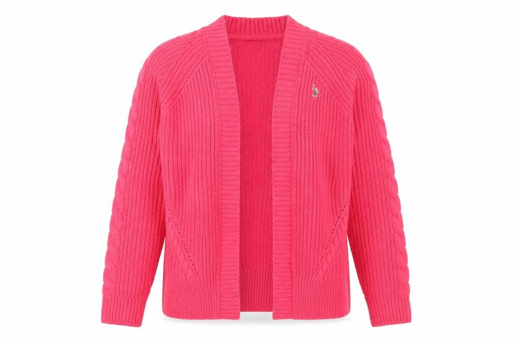 U.S. Polo Assn. Women's Pink Cable-Knit Cardigan Size 10