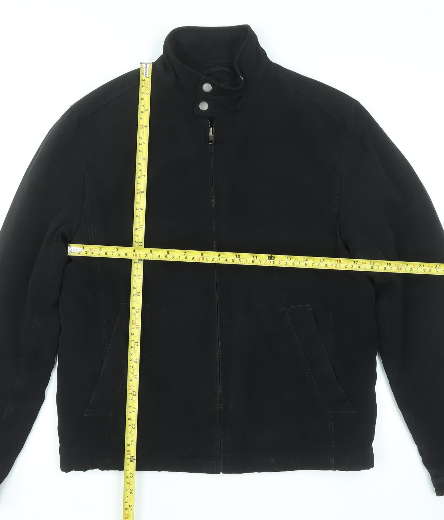 Next Men's Black Small Biker Jacket with Zip Pockets