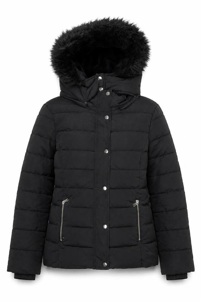 Stradivarius Women Black Size 12 Hooded Puffer Jacket