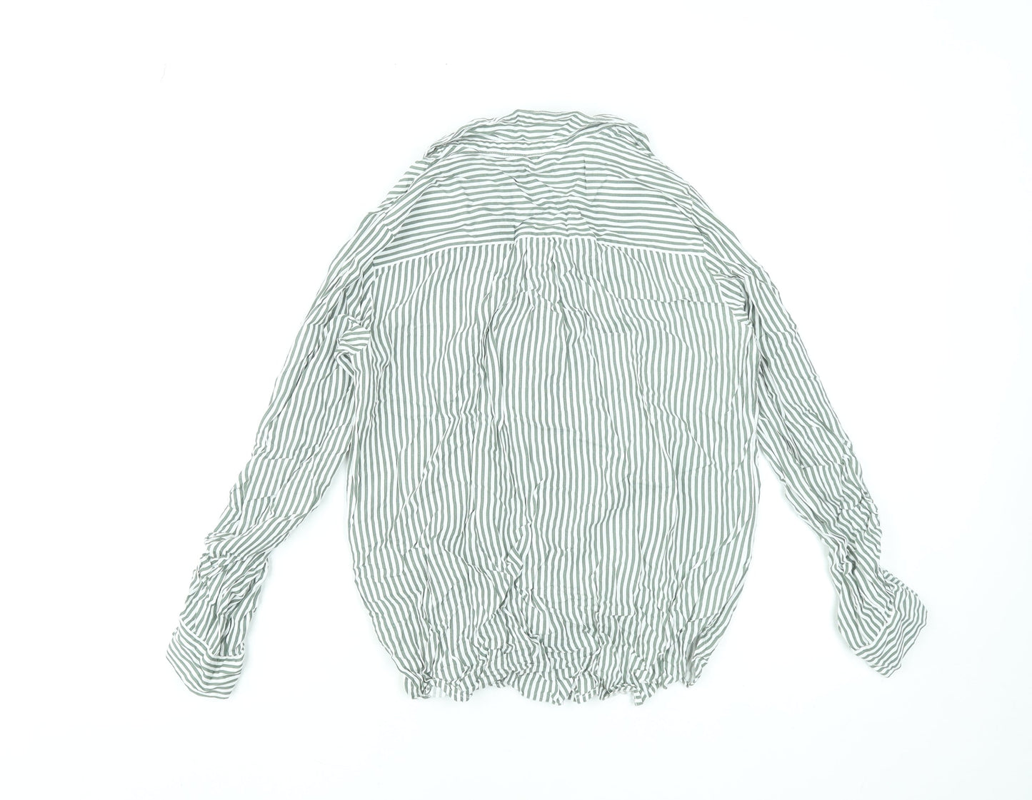 Vero Moda Women's Green Striped Button-Up Long Sleeve Shirt Size S