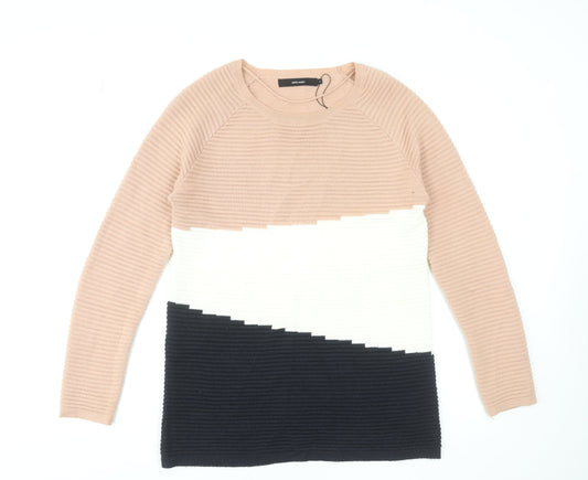 Vero Moda Women's Multicoloured Crew Neck Ribbed Knit Jumper M