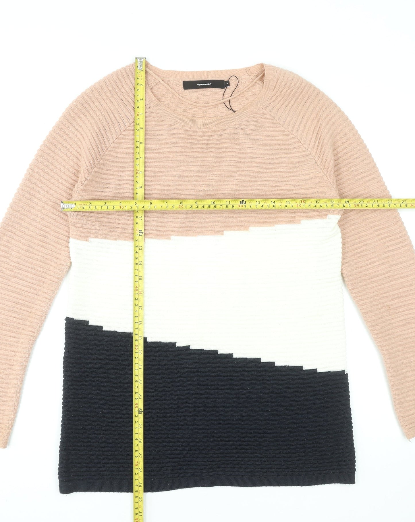 Vero Moda Women's Multicoloured Crew Neck Ribbed Knit Jumper M
