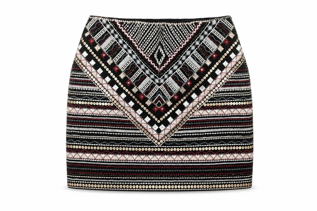 LUC-CE Women’s Black Geometric Sequin Mini Skirt Size M