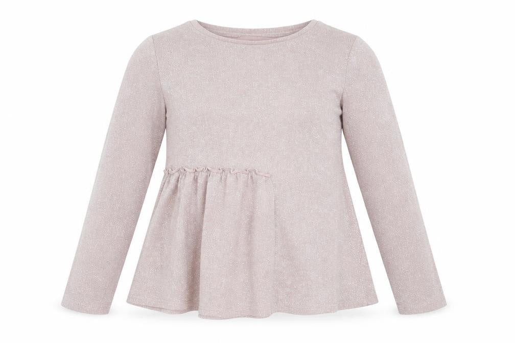 Gallery Womens Pink Long Sleeve Ruffle Hem Tunic Blouse Size S