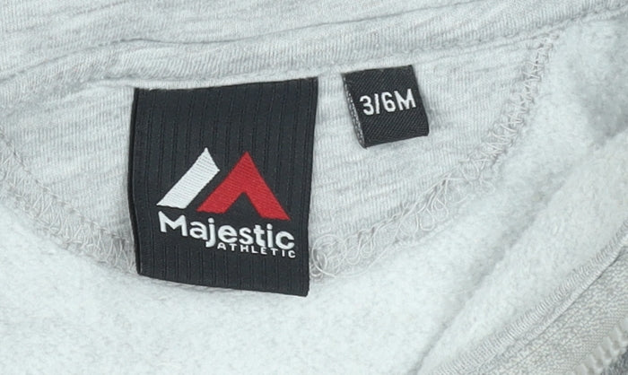 Majestic Athletic Unisex Baby Grey Hoodie 3-6 Months Polyester Cotton Zip Up
