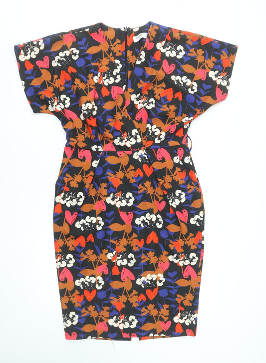 Flounce London Women’s Multicoloured Floral Sheath Dress Size 14
