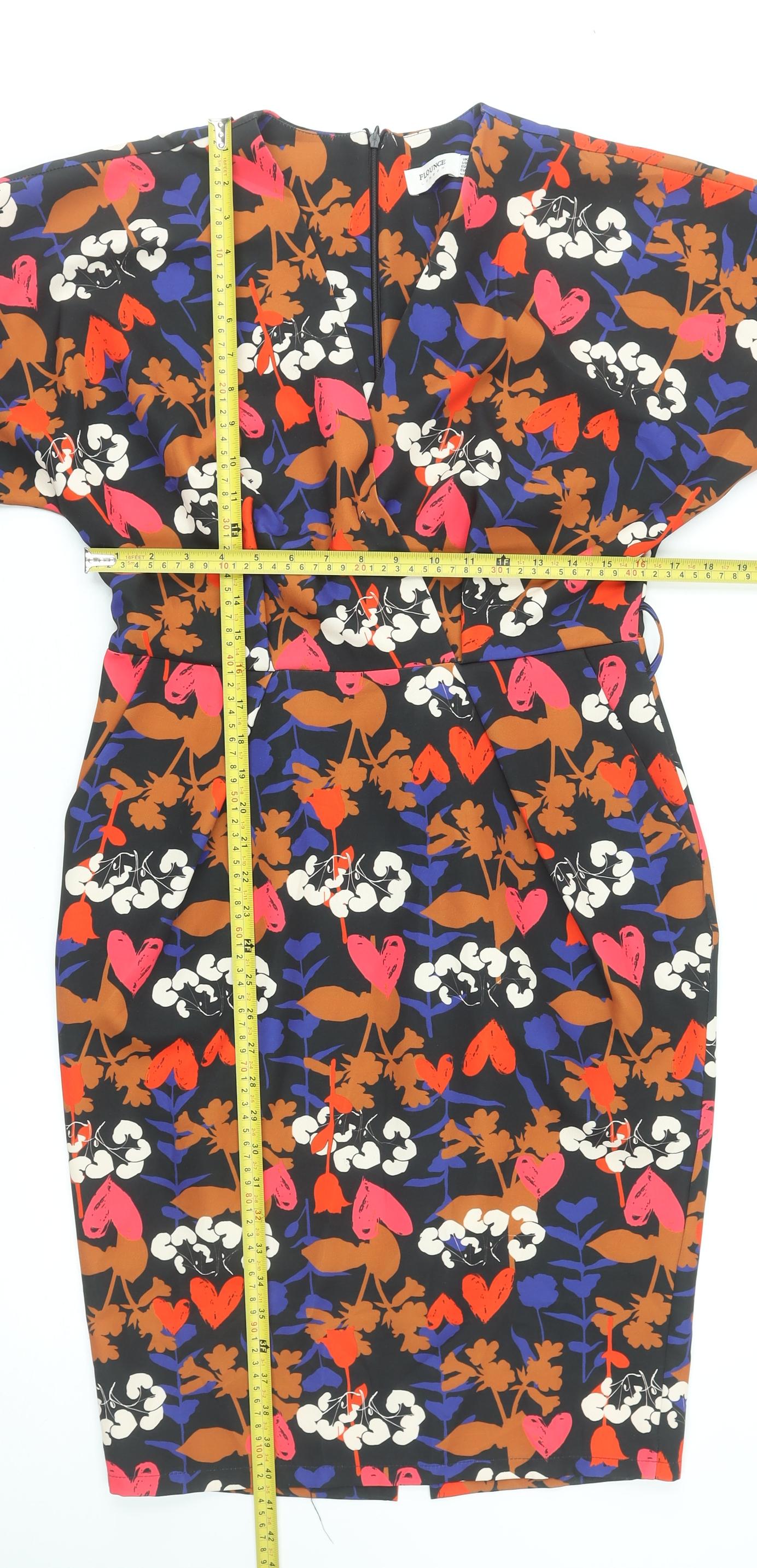 Flounce London Women’s Multicoloured Floral Sheath Dress Size 14