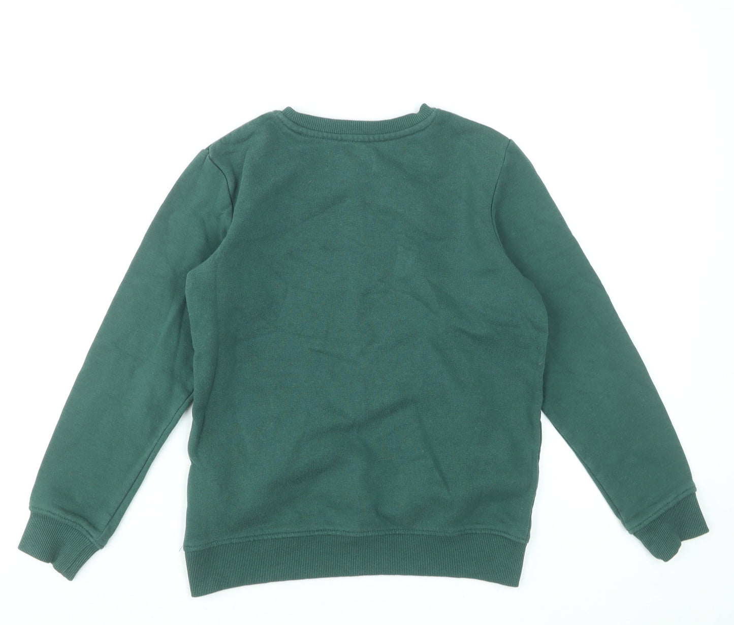 Jack & Jones Boys Green Graphic Sweatshirt Size 12 Years Crew Neck Cotton Blend