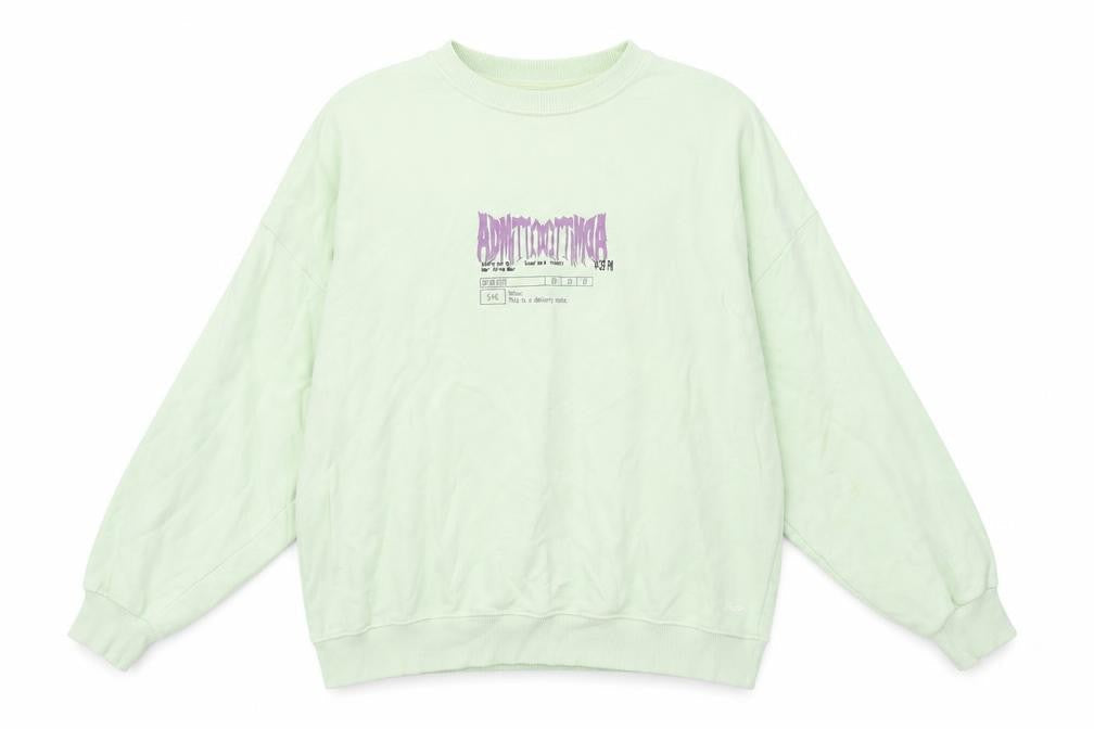 Pull&Bear Womens Green Graphic Pullover Sweatshirt Size M Cotton Blend