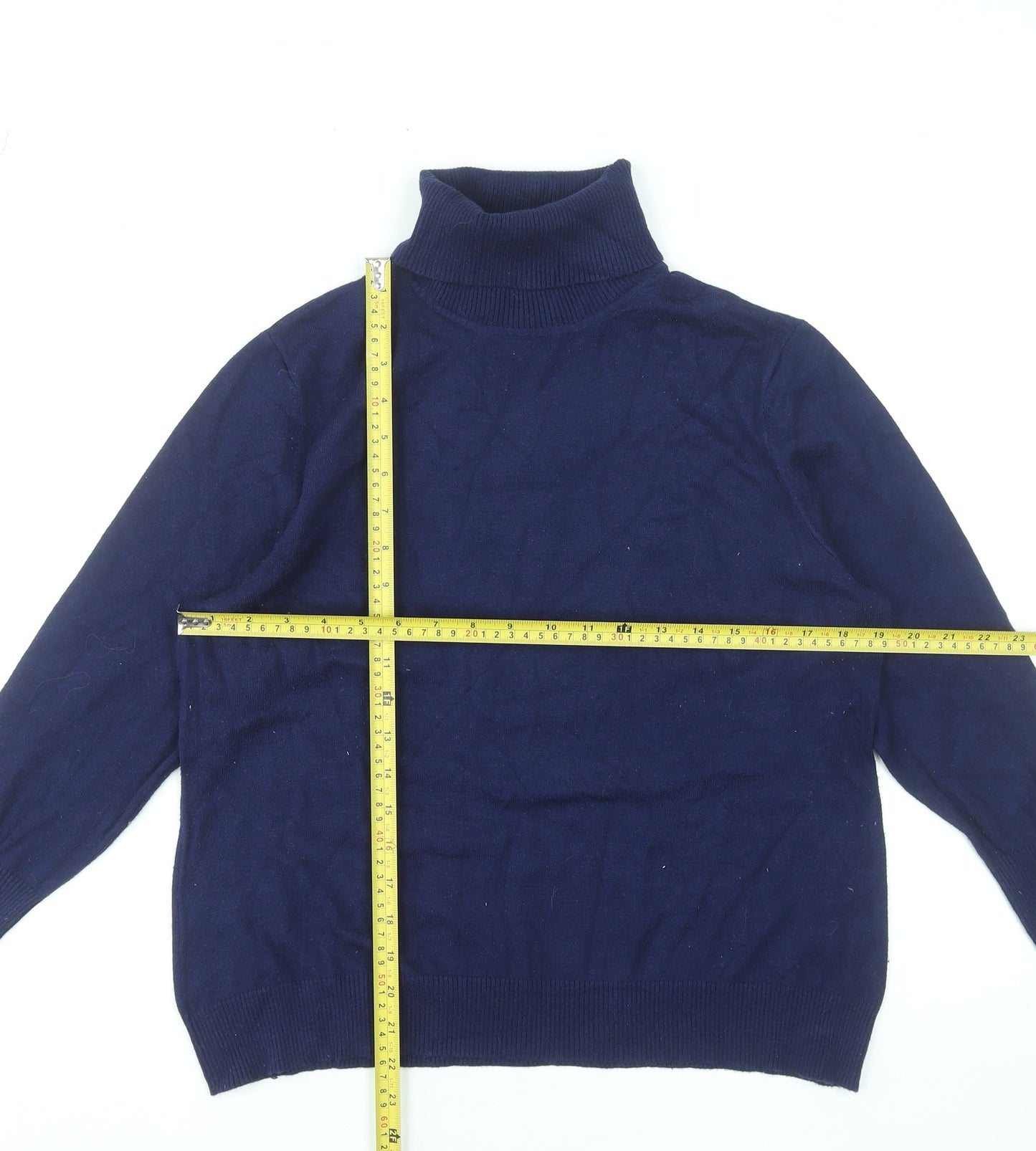 Savida Women Blue Roll Neck Long Sleeve Pullover Jumper Size 2XL