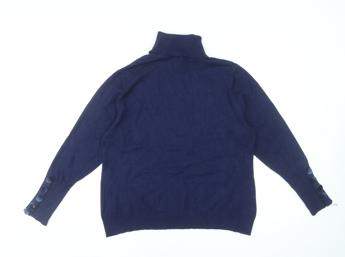 Savida Women Blue Roll Neck Long Sleeve Pullover Jumper Size 2XL