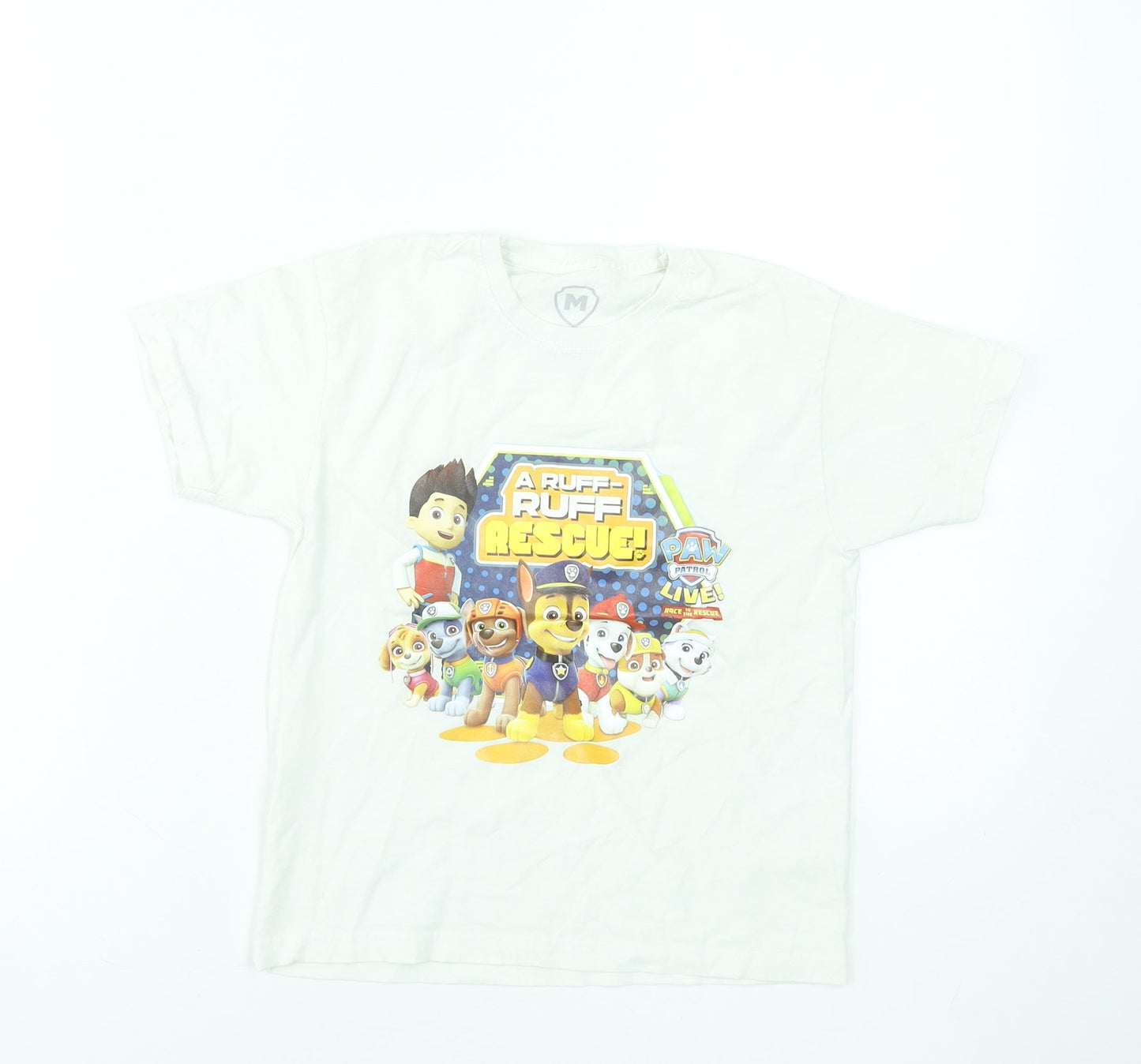 PAW Patrol Boys White Graphic T-Shirt 7-8 Years Short Sleeve Cotton Top