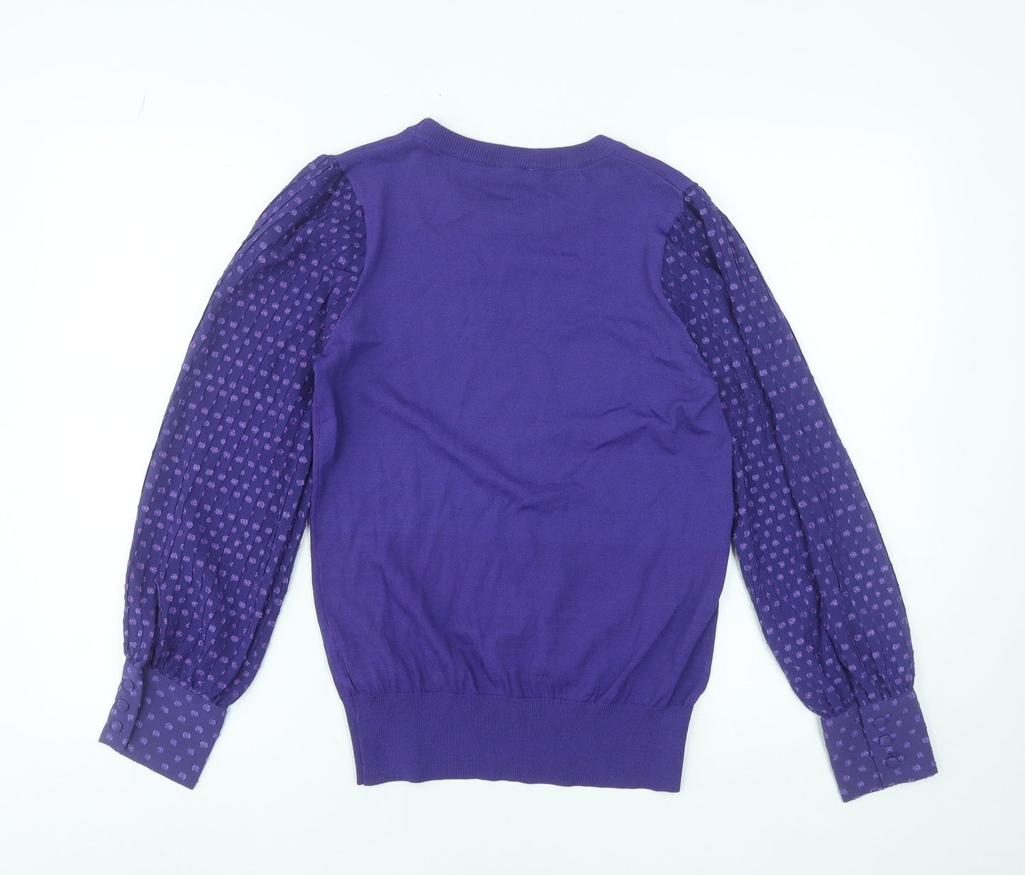 Gallery Women's Purple Polka Dot Puff Sleeve Blouse UK S