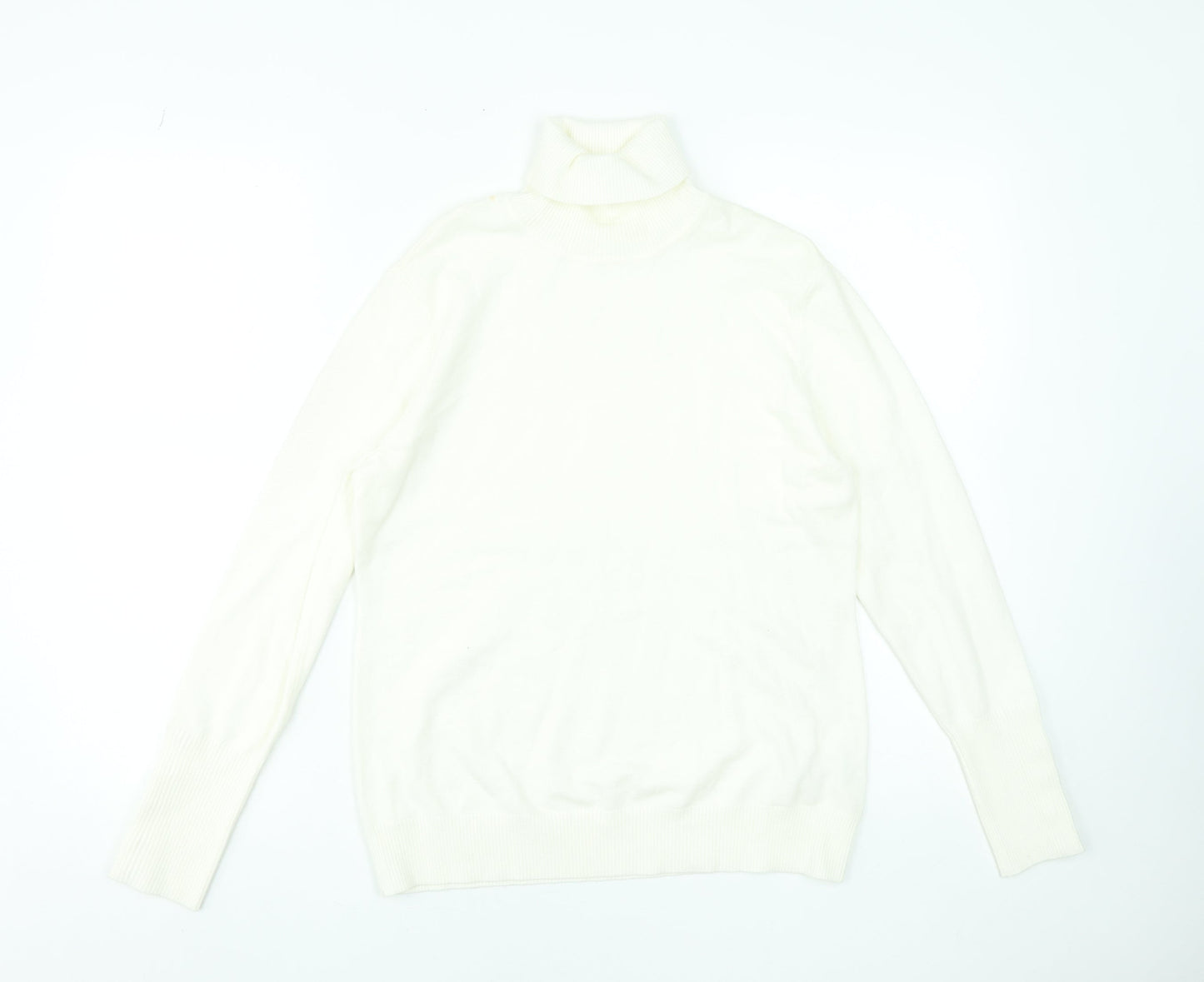 Savida Women Off White Roll Neck Jumper Size 14 Viscose Blend