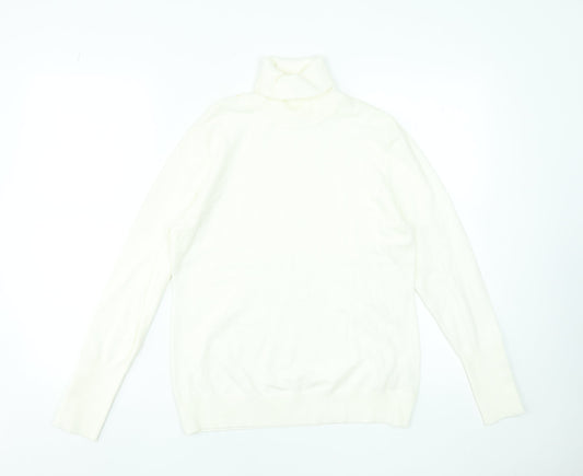Savida Women Off White Roll Neck Jumper Size 14 Viscose Blend