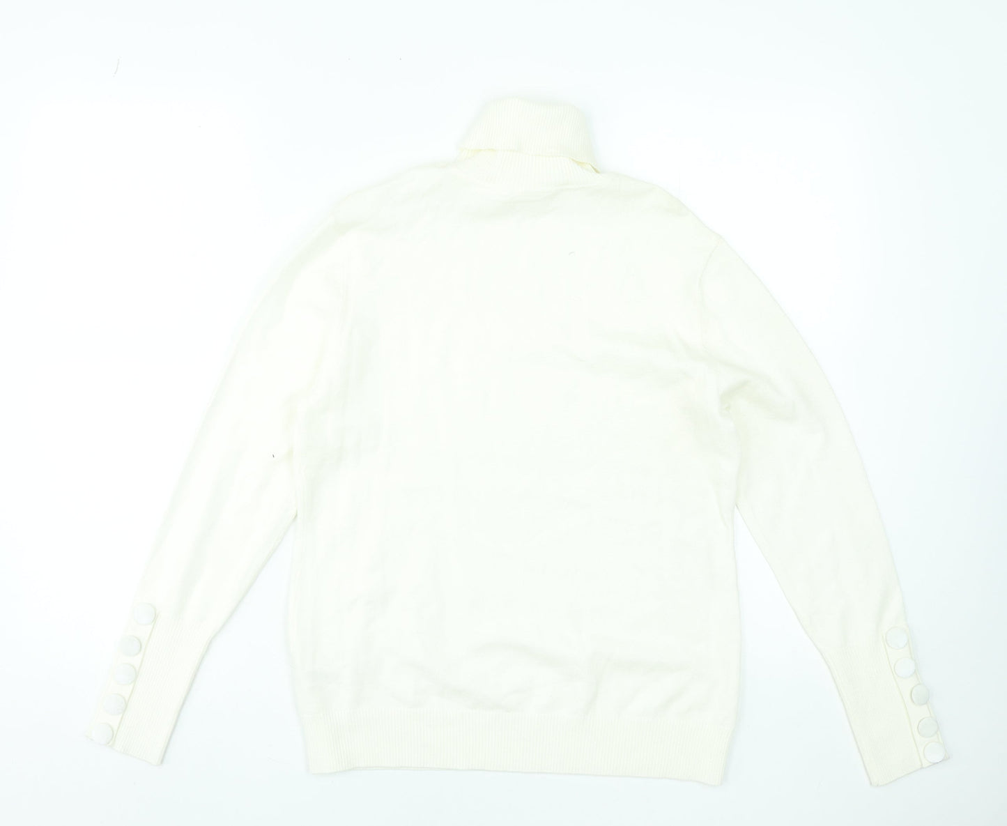 Savida Women Off White Roll Neck Jumper Size 14 Viscose Blend