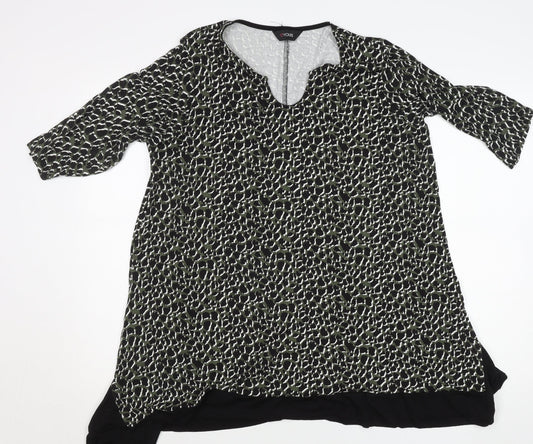 Yours Women Black Animal Print Tunic Top Size 16 Viscose Blend