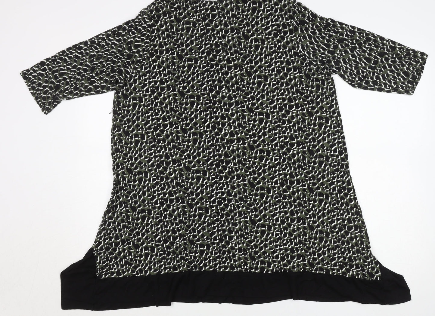 Yours Women Black Animal Print Tunic Top Size 16 Viscose Blend